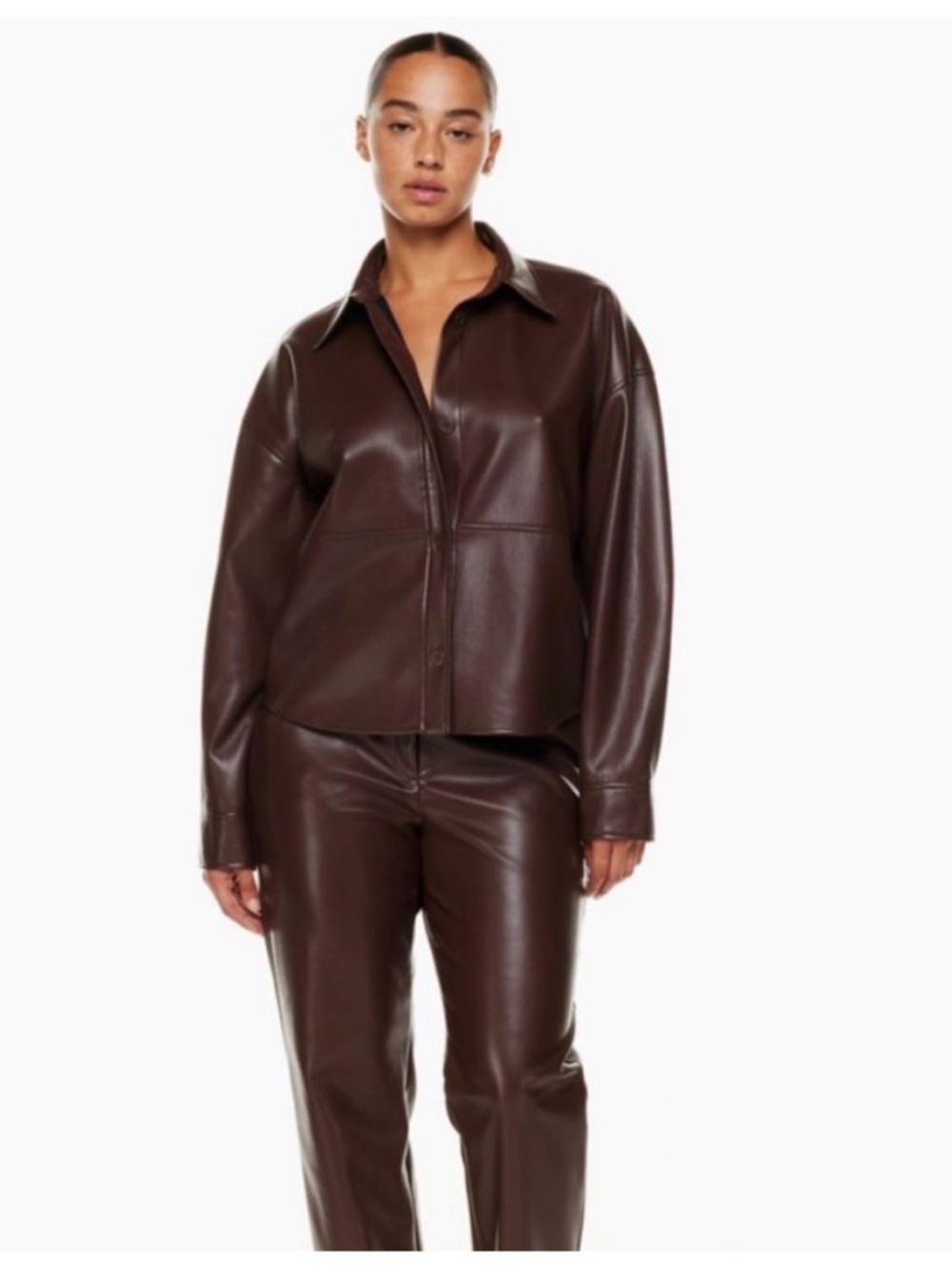 BABATON PELI FAUX LEATHER SHIRT JACKET SIZE SMALL IN BROWN - Picture 2 of 2